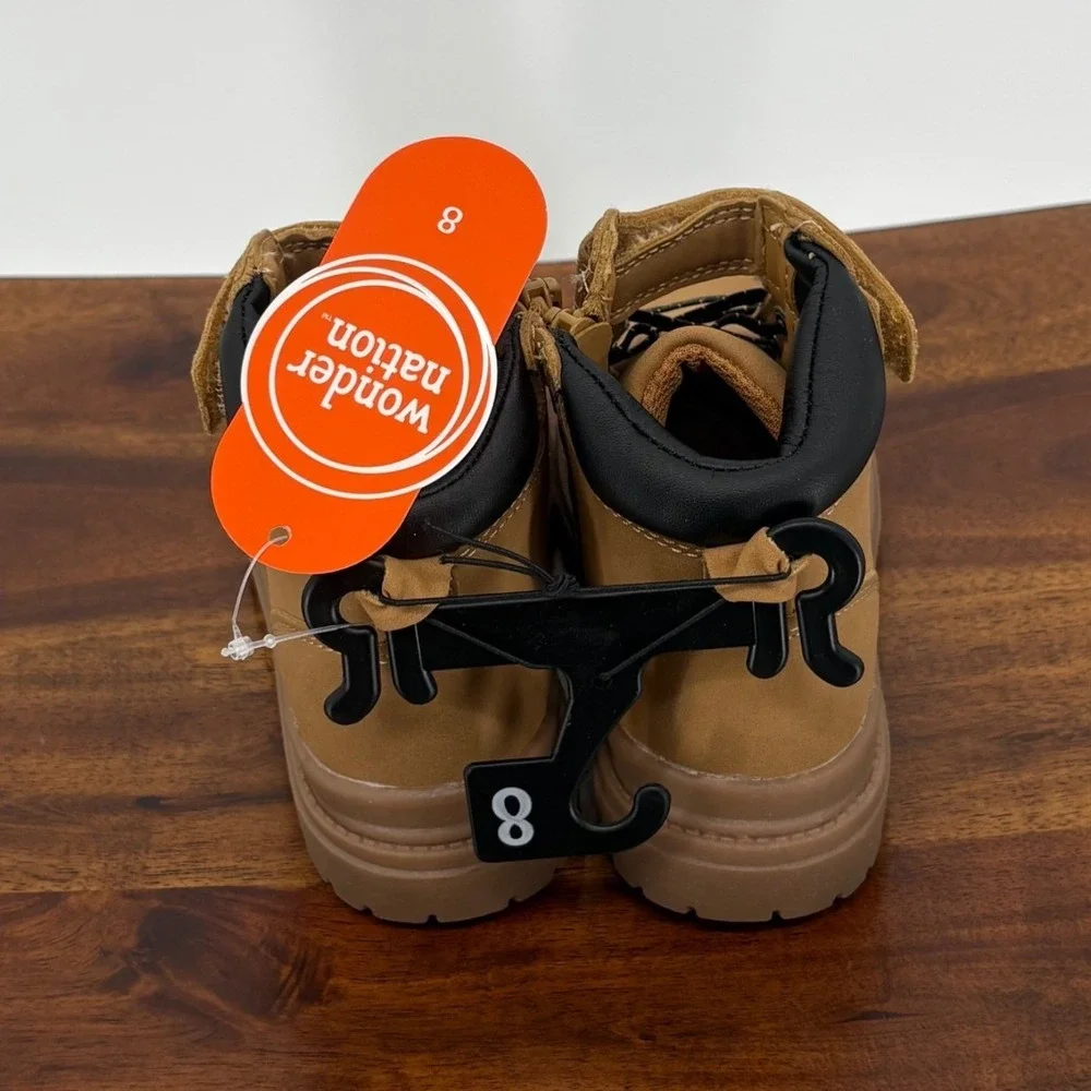 Tan Tucker Boot Toddler Boys Size 8 Work Boots Side Zip Memory Foam NEW